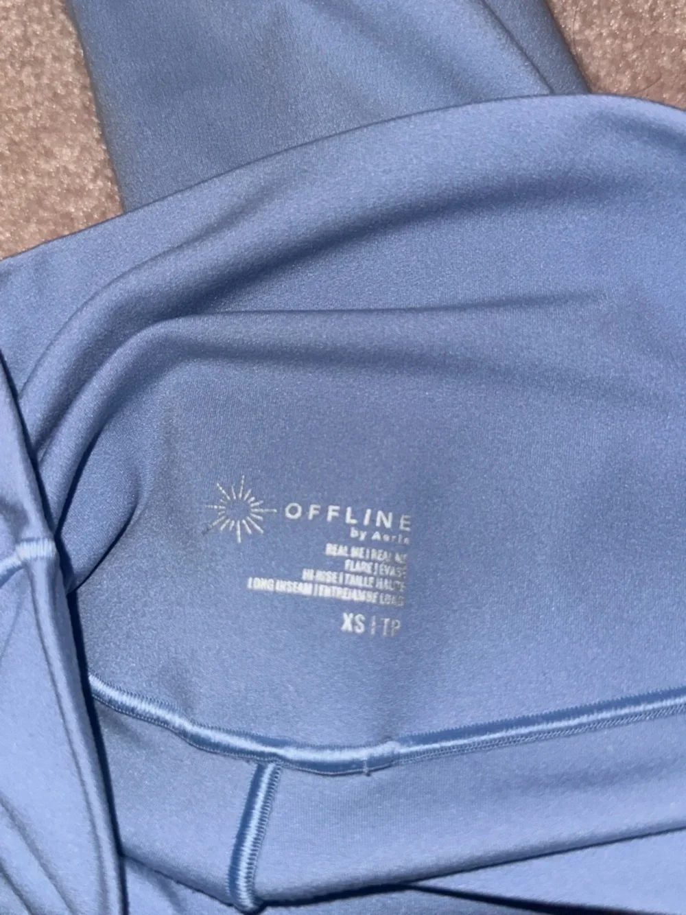 OFFLINE Aerie Real Me High Waisted Crossover Flare Leggings Light Blue LONG